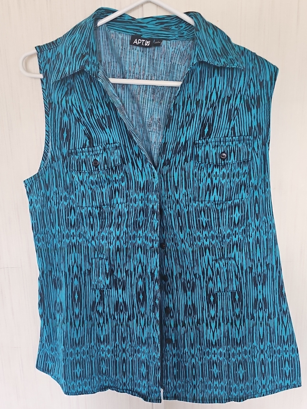 APT. 9 Teal Sleeveless Button-Front Top